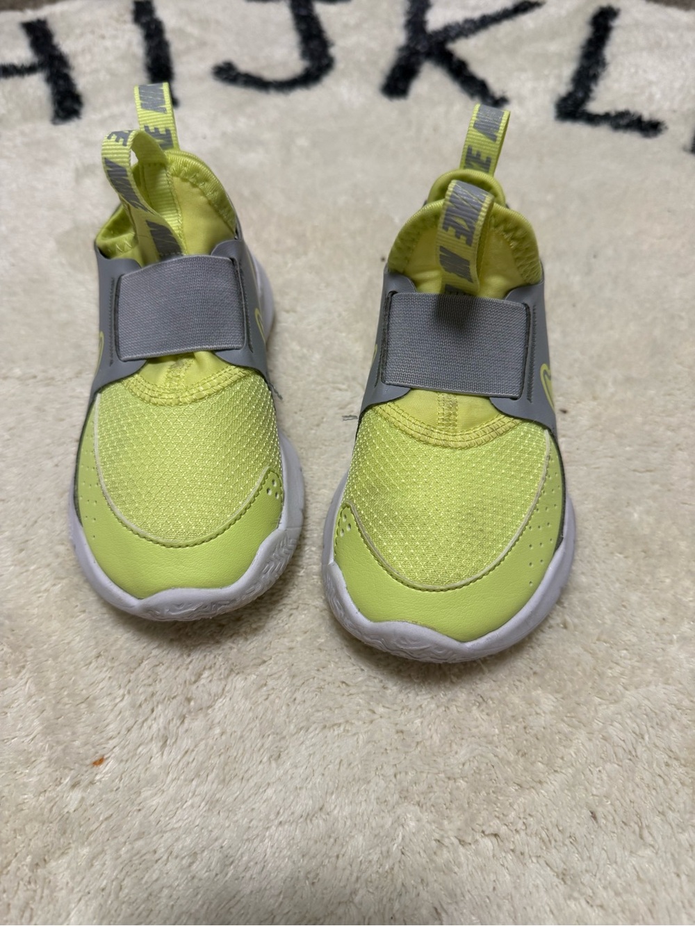 Nike Kids Slip-On Sneakers in Neon Yellow and Gray